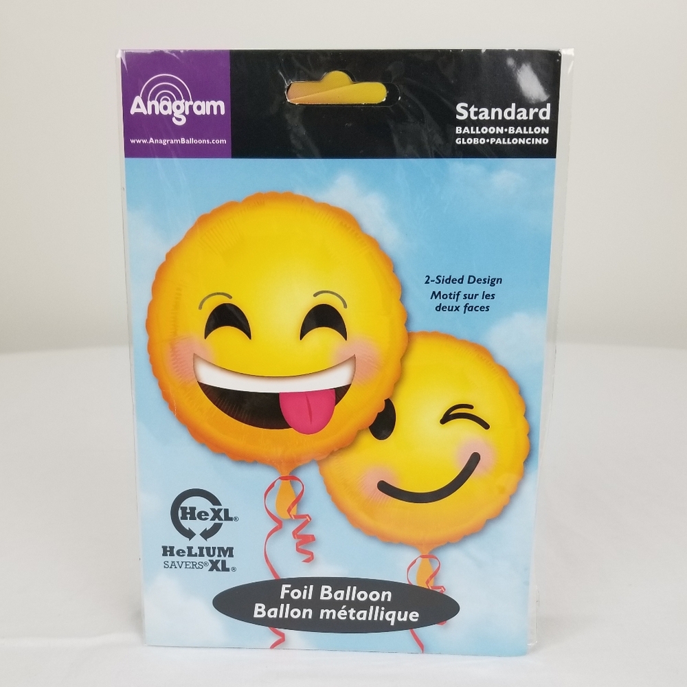 17 Inches, Emoji 2 Sided Design Foil Balloon!